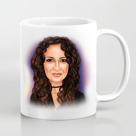 Personalized Photo Mug: Drawing of Woman in Colored Digital Style - example