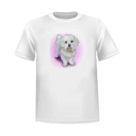 T-Shirt Print Pet Caricature Portrait from Photos with Single Color Background - example