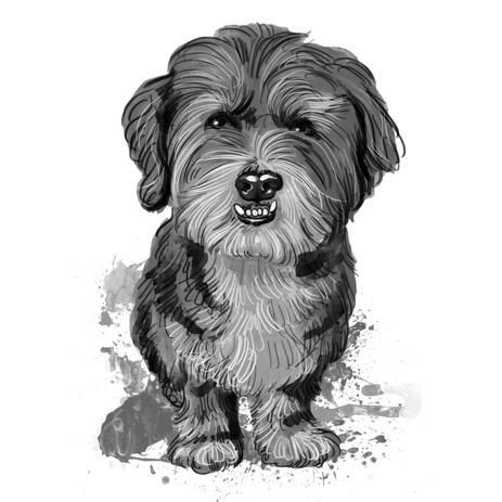 Watercolor Black and White Full Body Bolognese Toy Dog Portrayal Painting Gift - example