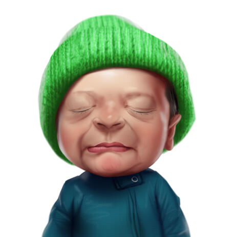 Newborn Baby Caricature in Colored Style Hand Drawn from Photos - example