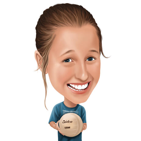 Kid Volleyball Player Cartooning Portrait from Photos - example