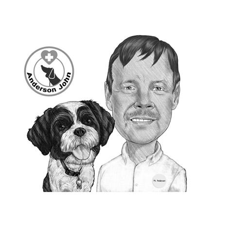 Pet with Vet Doctor Caricature from Photos - example