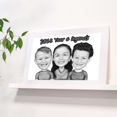 Children Caricature Printed on Poster - example