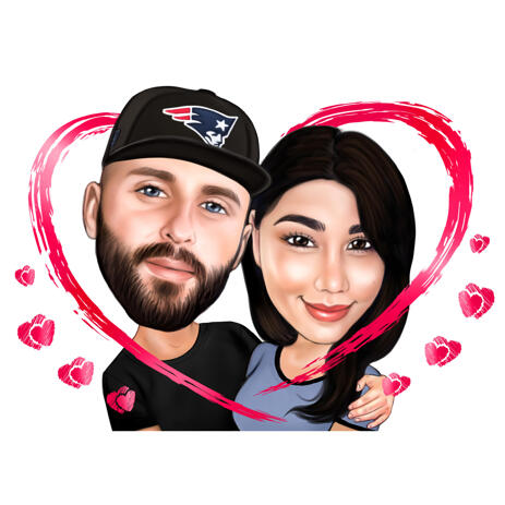 Valentine's Day Couple Caricature Gift for Native in Colored Style - example