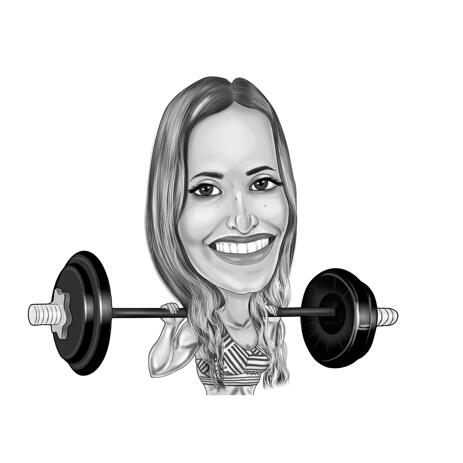 Sport Women Workout Caricature in Black and White Style from Photos - example