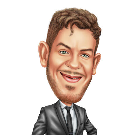Businessman Cartoon Painting in Exaggerated Caricature Style as Male Business Custom Gift - example