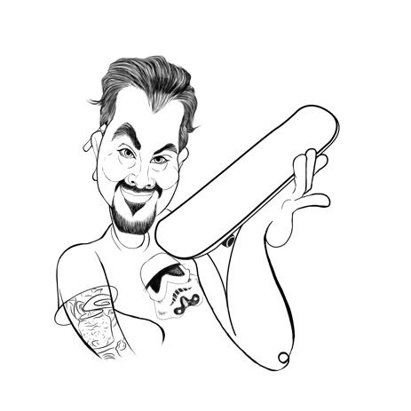 Person Sport Caricature Sketch Hand Drawn in Exaggerated Style Outline Art from Photo - example