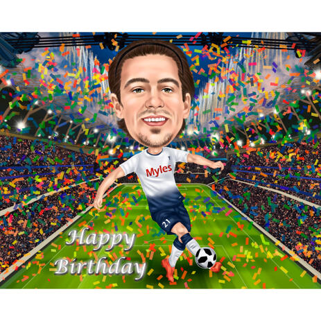 Birthday Football Soccer Game Player Caricature from Photography - example
