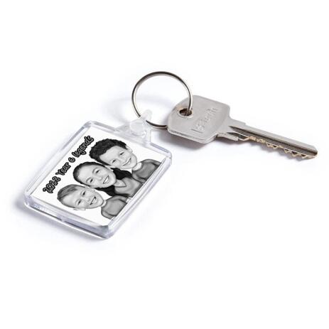 Children Caricature Printed on Keyrings - example