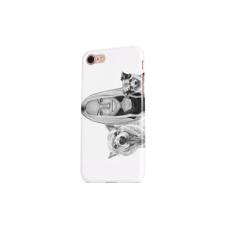 Owner with Pets Caricature on Photo Case - example
