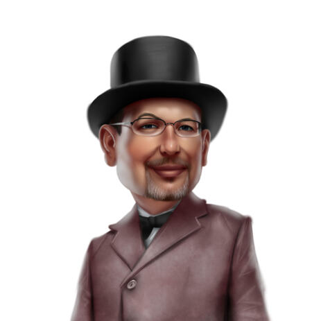 Man in Top Hat Cartoon Portrait Hand Drawn from Photos - example