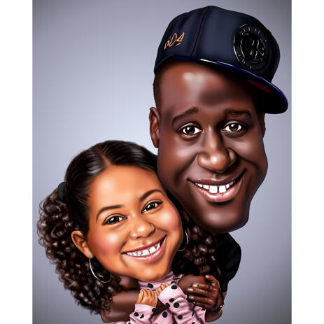 Exaggerated Father and Daughter Caricature from Photos - example