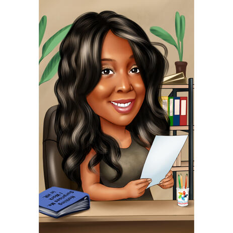 Staff Assistant Cartoon Drawing in Head and Shoulders Colored Style as Professionals Day Card Gift - example