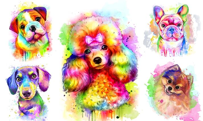 Watercolor Dog Portrait large example