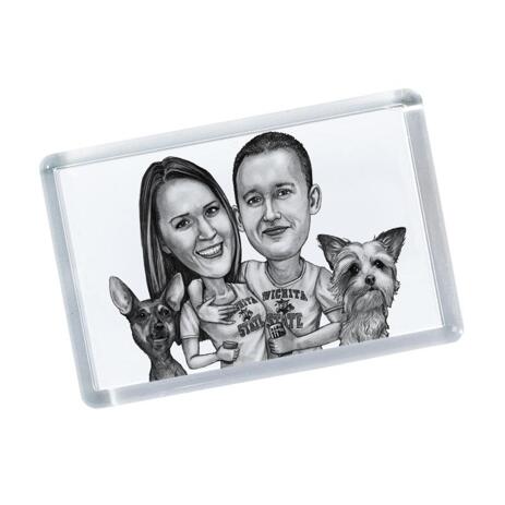 Group Pets Caricature on Magnets - example