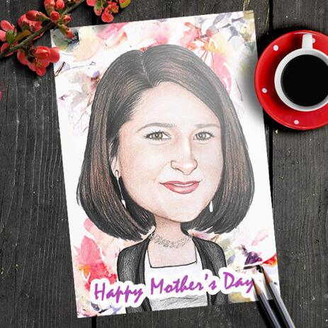 Original Drawing: Custom Cartoon Drawing from Photo in Colored Pencils Style - example