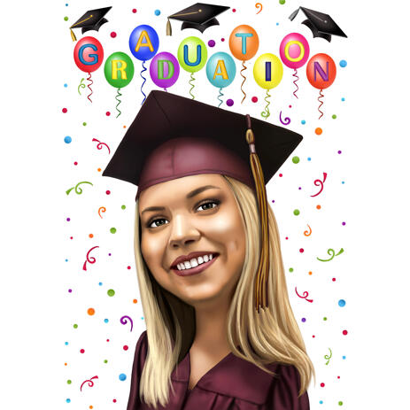 Graduation Cartoon Portrait Gift from Photos in Color Style - example