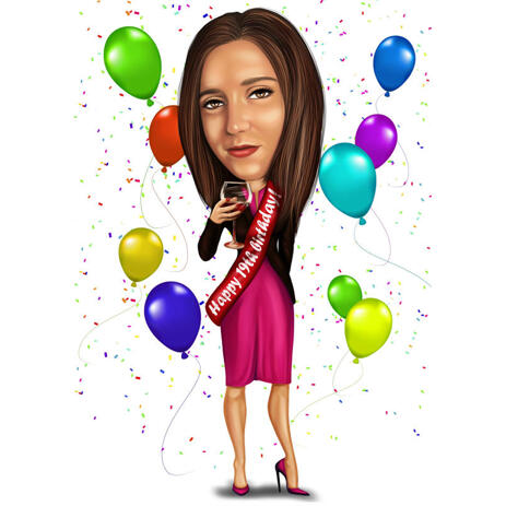Wine Lover Custom Full Body Caricature from Photos - example