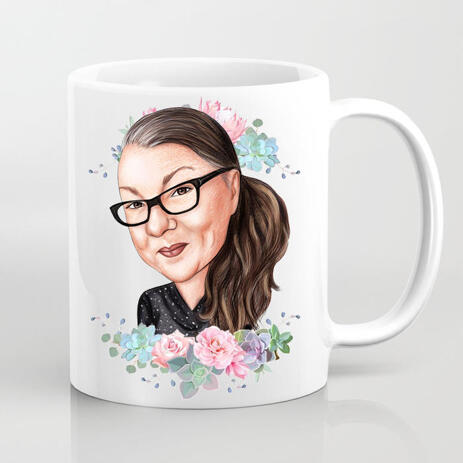 Custom Photo Mug: Colored Pencils Cartoon Drawing from Photo - example