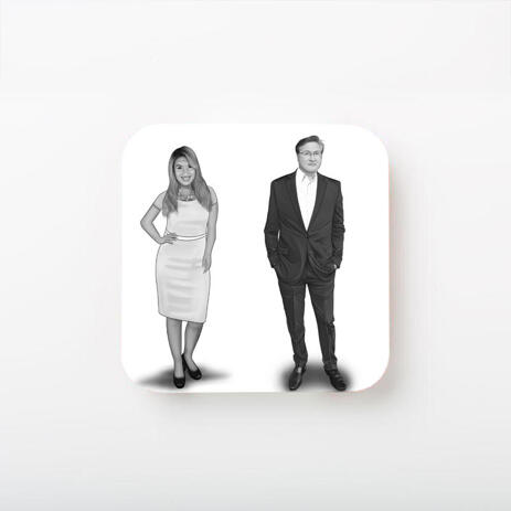 Work Team Caricature on Photo coasters - example
