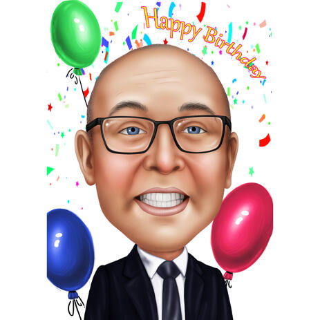 Caricature for Businessman in Color Style for Birthday Gift - example