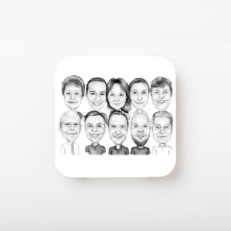 Business Logo Caricature on Photo coasters - example