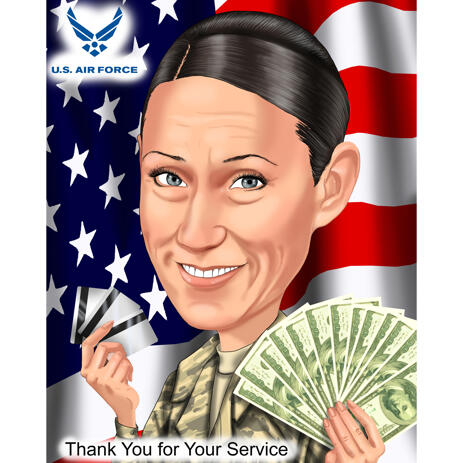 Military Portrait from Photos in Colored Style with Flag Background - example