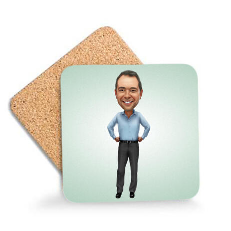 Office Caricature on Photo Coasters - example