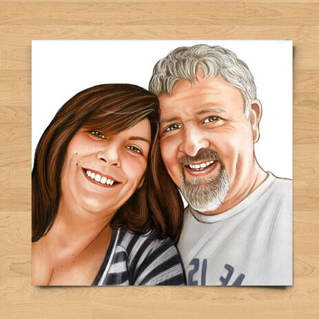 Couple Portrait in Colored Style from Photos as Printed Poster - example