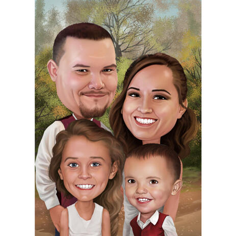 Happy Thanksgiving - Custom Family Caricature Card Gift from Photos - example