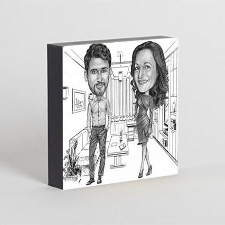 Colleagues Caricature on Photo Block - example
