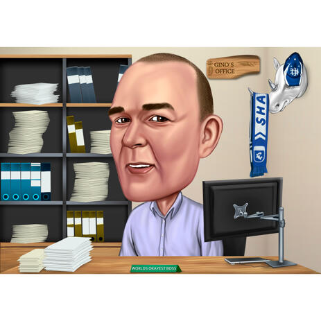 Accountant Caricature from Photo with Office Background - example