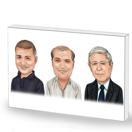 Corporate Group Caricature on Photo Block - example