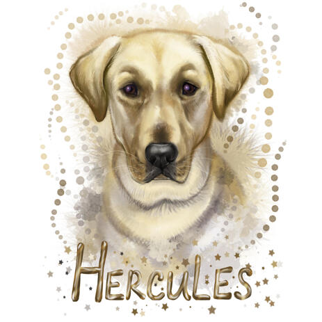 Dog Painting from Photos in Watercolor Style with Name - example