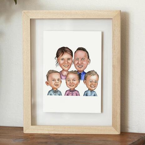 Family Portrait Caricature Print on Poster - example