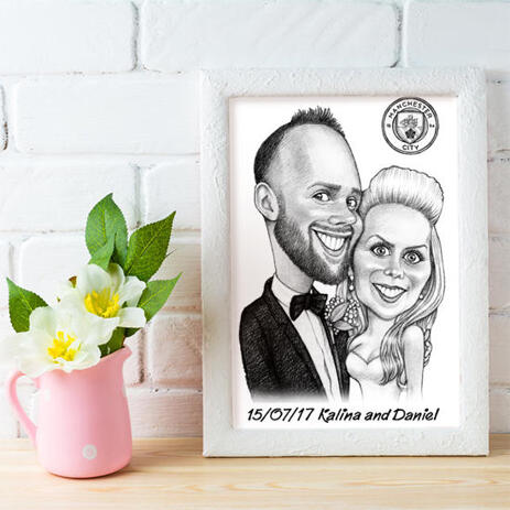 Bride and Groom Caricature on Poster - example